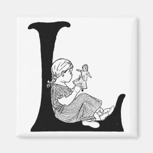 Letra de días perezosa "L" - imán