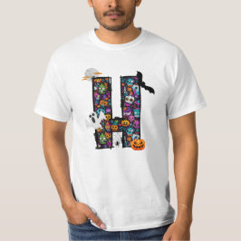 Letra de doodle de Halloween camiseta H