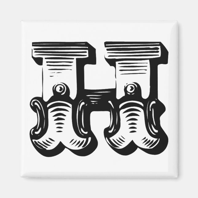 Letra de fantasía H imán cuadrado (Frente)