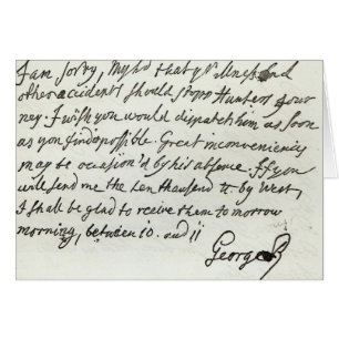 Letra de George II al duque de Newcastle
