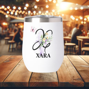 Letra de guión elegante X Monograma Nombre persona