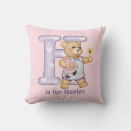 Letra de oso de peluche H monograma almohada