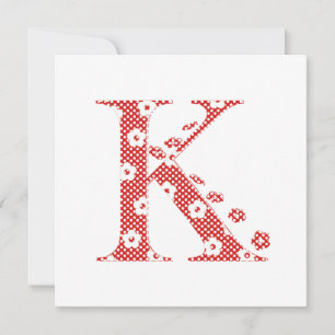 Letra de patrón de flor K(rojo)