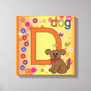 Letra de perro D lienzo envuelto