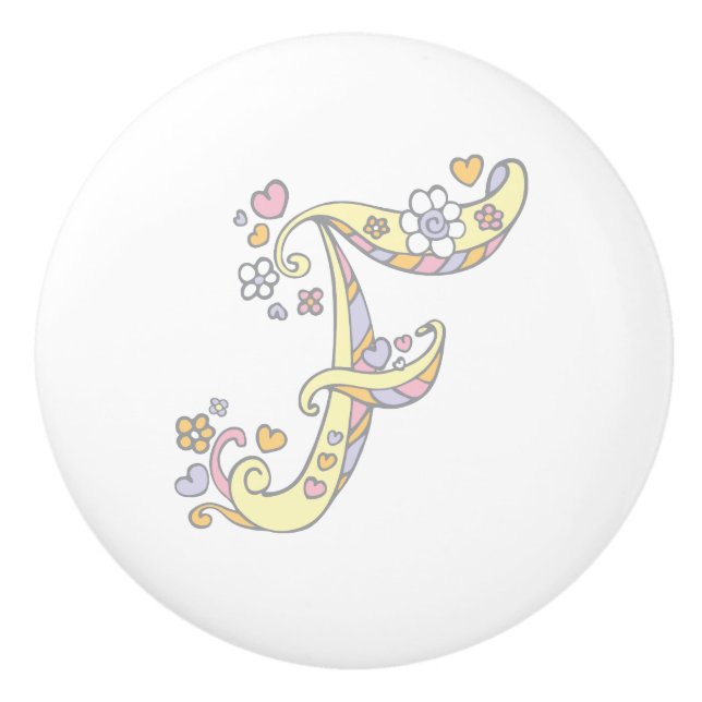 Letra decorativa F manija de monograma tirador (Anverso)