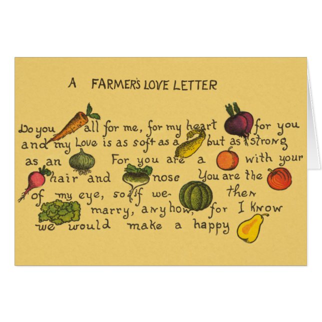 Letra del amor del granjero en frutas y verduras (Anverso (Horizontal))