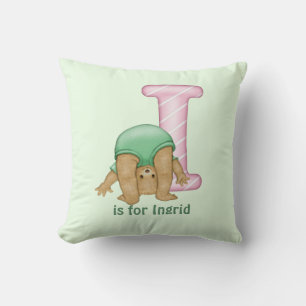 Letra del oso de peluche i almohada monogramo
