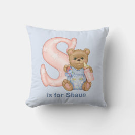 Letra del oso de peluche S almohada monogramo
