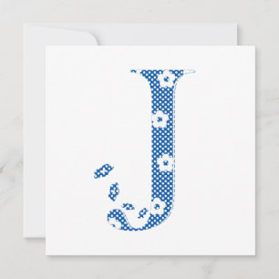 Letra del patrón de flor J (azul)