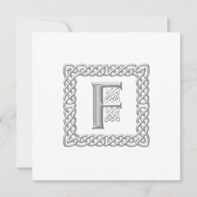 Letra F monograma celta de invitación a matrimonio (Anverso)