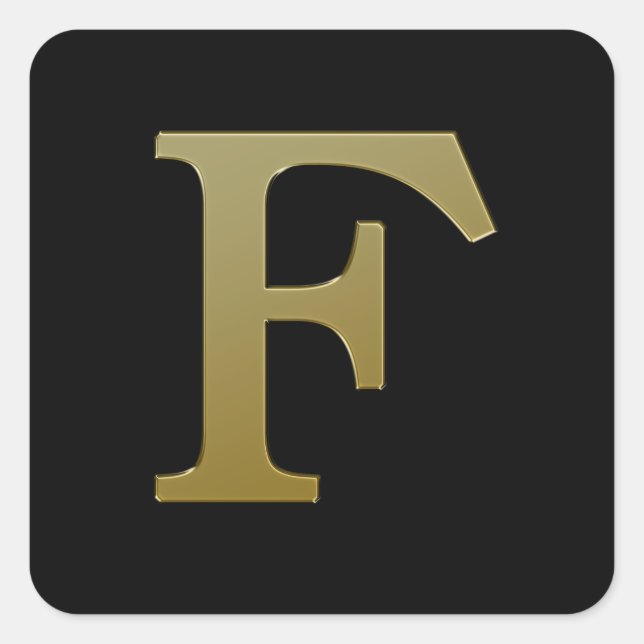 Letra F Pegatina Gold Square (Anverso)