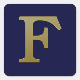 Letra F Pegatina Gold Square
