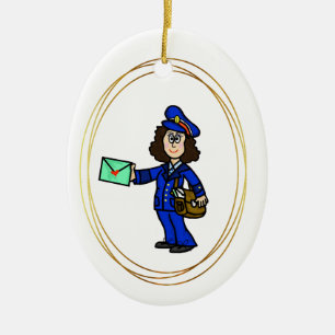 Letra femenina portadora ornamento navideño