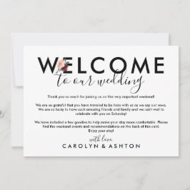 Letra flor maroon carta de bienvenida y tinerario