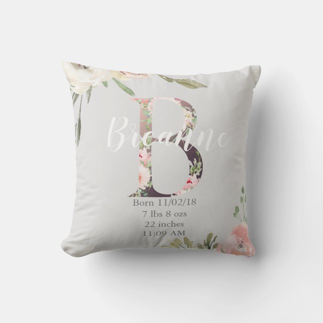 Letra floral B de la almohada el | del cuarto de (Anverso)