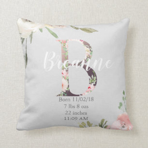 Letra floral B de la almohada el   del cuarto de
