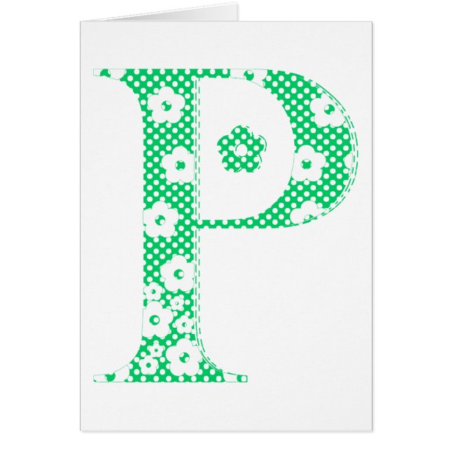 Letra floral con estampado P (verde y puntos) (Frente)