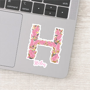 Letra floral H personalizado pegatinas de vinilo c