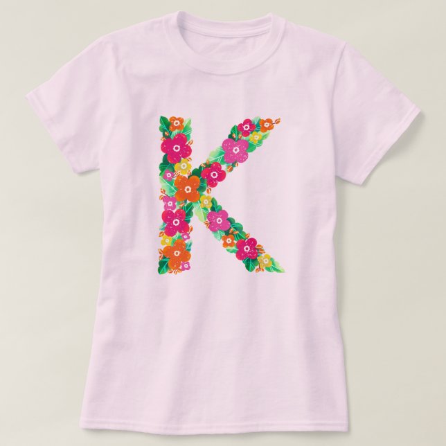 Letra floral K camiseta básica de mujer (Diseño del anverso)