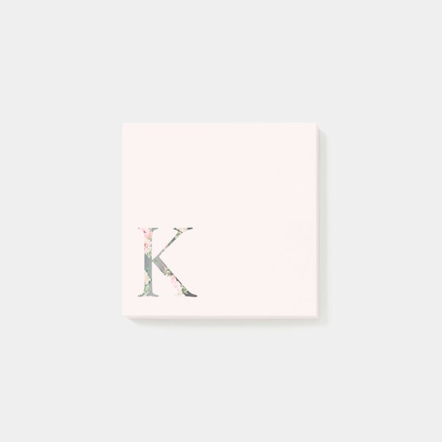 Letra floral "K" Monograma Notas (Anverso)