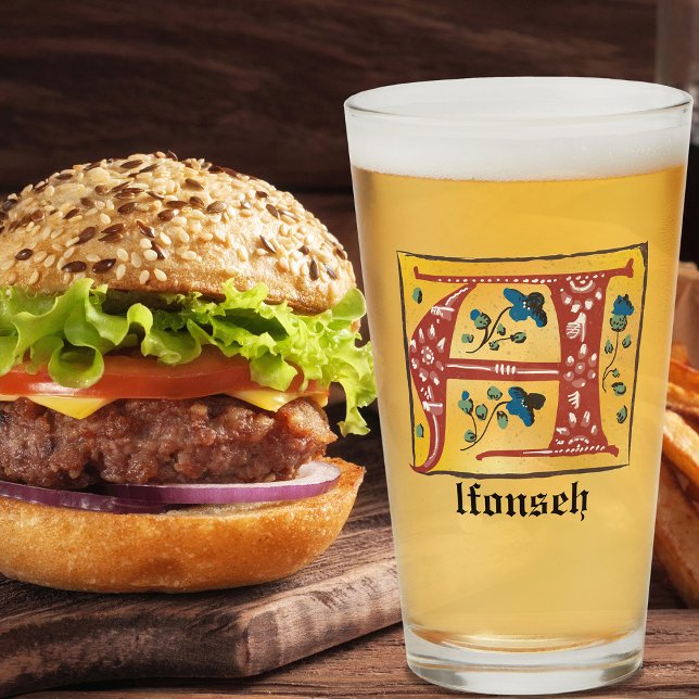 Letra floral medieval iluminada por monograma a (Subido por el creador)