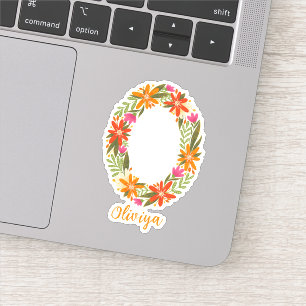 Letra floral O personalizado pegatinas de vinilo c