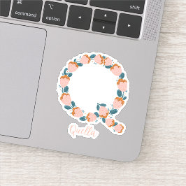 Letra floral Q personalizado pegatinas de vinilo c