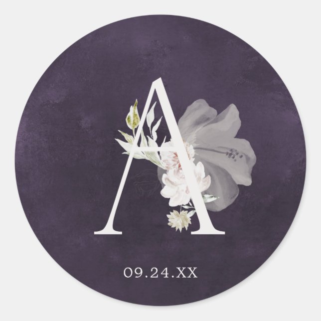 Letra floral romántica a sello monograma Boda (Anverso)