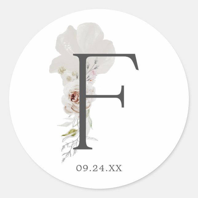 Letra floral romántica F Sellos para sobres monogr (Anverso)