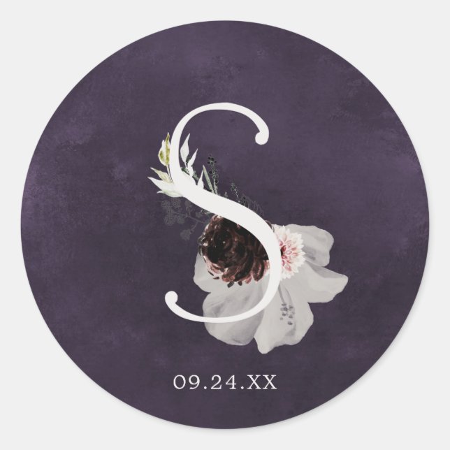 Letra floral romántica S sello monograma Boda (Anverso)