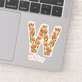 Letra floral W pegatinas de vinilo cortadas person