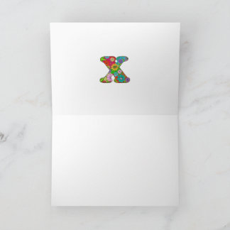 Letra floral X tarjeta de felicitación - en blanco