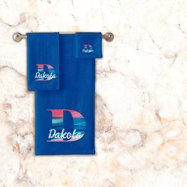 Letra geométrica D monograma rosa coral azul oscur (Subido por el creador)