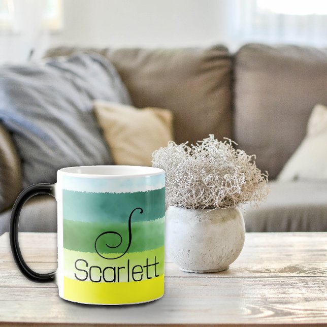 Letra geométrica de nombre verde taza de café (Subido por el creador)