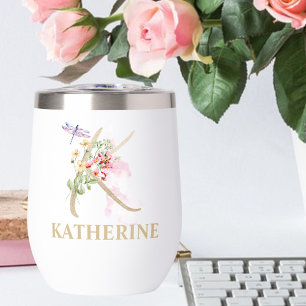 Letra Gold Script K Monograma Nombre personalizado