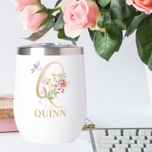 Letra Gold Script Q Monograma Nombre personalizado