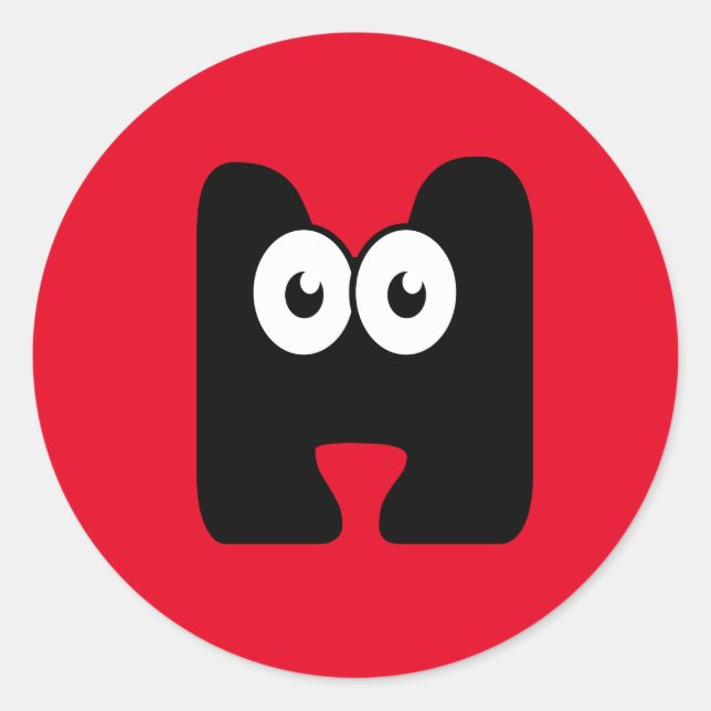 Letra googly H Pegatina redondo clásico (Anverso)