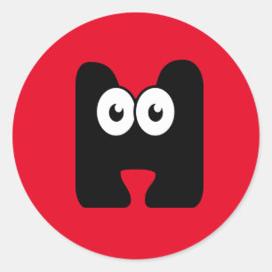 Letra googly H Pegatina redondo clásico