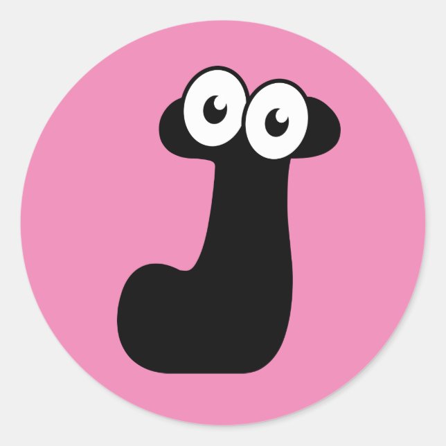 Letra googly J Pegatina redondo clásico (Anverso)