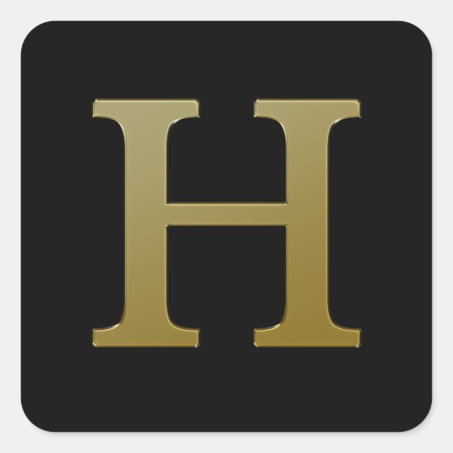 Letra H Pegatina Gold Square (Anverso)