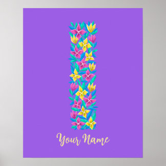 letra I arte floral personalizado para pared