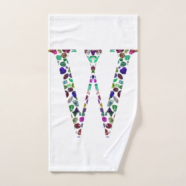Letra inicial con diseño gemstone (Toalla de mano)