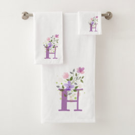 Letra inicial H Plus Floral Design Bath Set