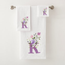 Letra inicial K Plus Floral Design Bath Set