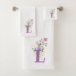 Letra inicial L Plus Floral Design Bath Set