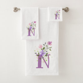 Letra inicial N Plus Floral Design Bath Set