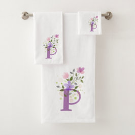 Letra inicial P Plus Floral Design Bath Set