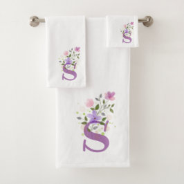 Letra inicial S Plus Floral Design Bath Set