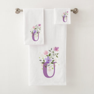 Letra inicial U Plus Floral Design Bath Set