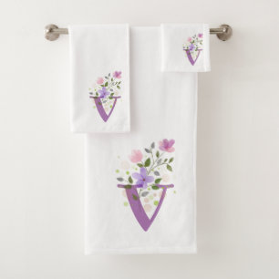Letra inicial V Plus Floral Design Bath Set